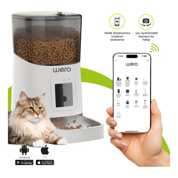 Wero Smart Pet Feeder 6 lt Metal Kameralı Akıllı Mama Kabı - Görsel 8