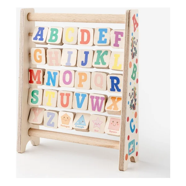 Montessori Ahşap Alfabe Abaküs / 3+ Yaş / Renkli Harfler, Şekiller ve Görseller / Eğitici, Öğretici ve Güvenli Çocuk Oyuncağı - Görsel 2