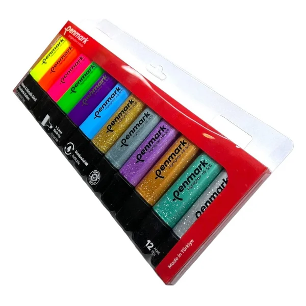 Penmark 6 Neon + 6 Simli Renk 12'li Fosforlu Kalem - Görsel 4