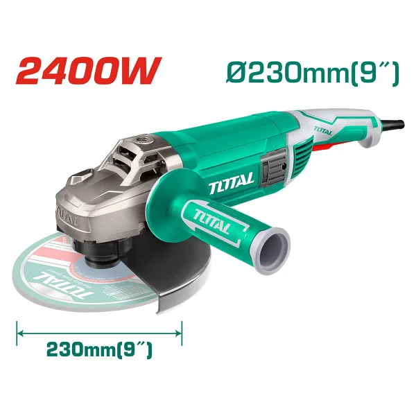 Total Elektrikli Büyük Avuç Taşlama Spiral Makinesi 2400 W 6400 Rpm Kömürlü M14 Mil 230 Mm Disk Çapı - Görsel 2