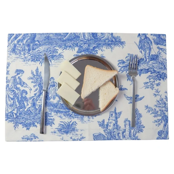 Mavi Pastoral Desenli Dikdörtgen Amerikan Servis 2'li - 33 x 45 cm - Görsel 3