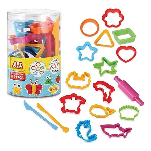 Art Craft Insan Figürü Seti Oyun Hamuru 150 gr +17 Parça Hamur Kalıbı +5 Renk Oyun Hamuru 100 gr - Görsel 3