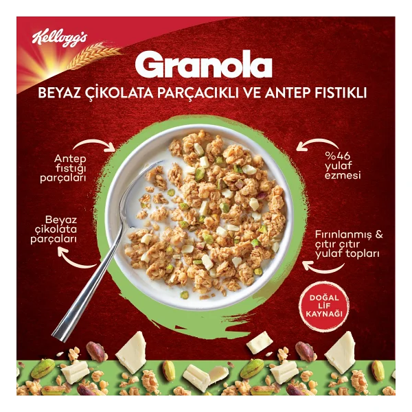 Kellogg's Beyaz Çikolatalı ve Antep Fıstıklı Granola 300 gr - Görsel 3