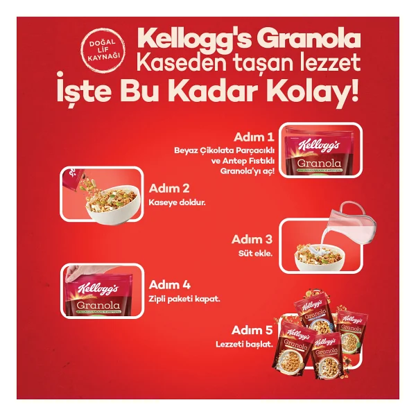 Kellogg's Beyaz Çikolatalı ve Antep Fıstıklı Granola 300 gr - Görsel 4