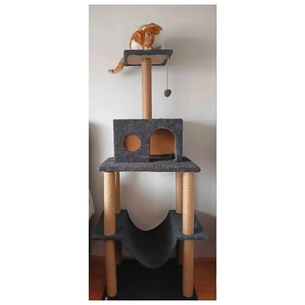 Nursoft Zooplus Tower XXL Kedi Tırmalama Ve Oyun Evi Platformu - Antrasit - Görsel 4