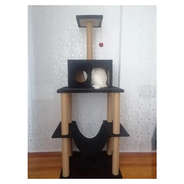 Nursoft Zooplus Tower XXL Kedi Tırmalama Ve Oyun Evi Platformu - Antrasit - Görsel 2