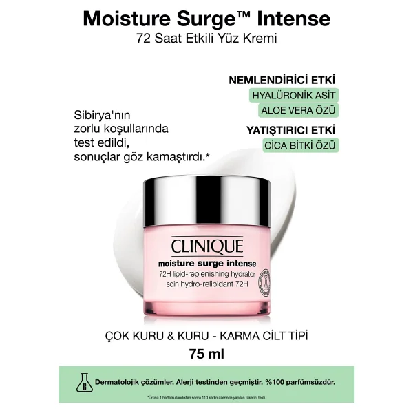 Clinique Moisture Surge Intense 72 Saat Etkili Koruma 75 ml Nemlendirici Krem - Görsel 5