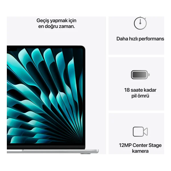 MacBook Air M4 16 GB 256 GB SSD 15.3" MW1G3TU/A Gümüş - Görsel 10