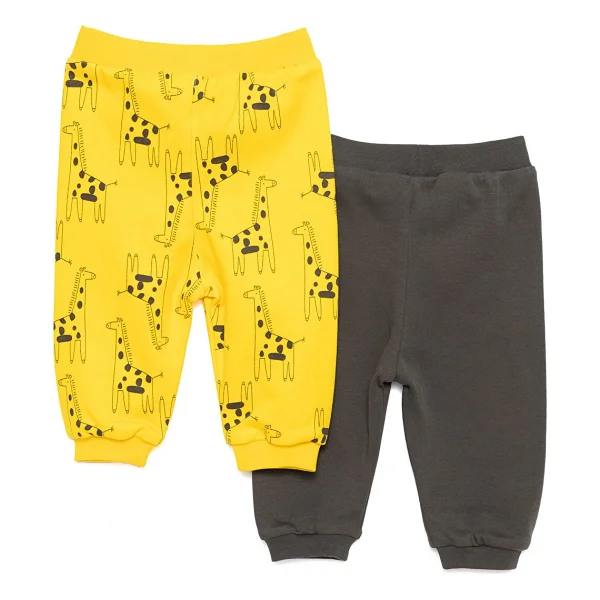 HelloBaby Basic Erkek Dinozor Desenli 2li Patiksiz Alt Erkek Bebek - 6 Ay - Sarı - Görsel 2