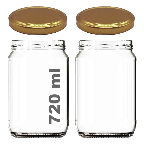 Afracam 720 ml Metal Gold Kapaklı Bal Kavanozu 720 cc Şeffaf Konserve Kavanoz 2 Adet (1 kg Bal Alır) - Altın - Görsel 8