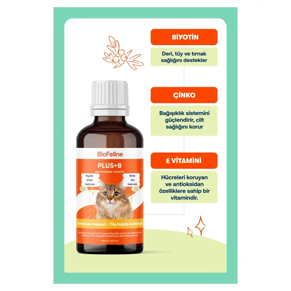 Biofeline Plus+B Kediler için 50 ml Damla - Görsel 4