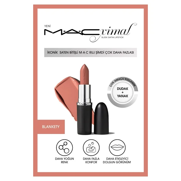 M.A.C Macximal Sleek Satin Blankety Ruj - Görsel 4