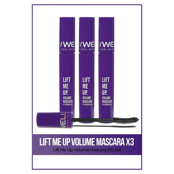 New Well Lift Me Up Volume Hacim Veren 3 Adet Yoğun Siyah Maskara - Görsel 2