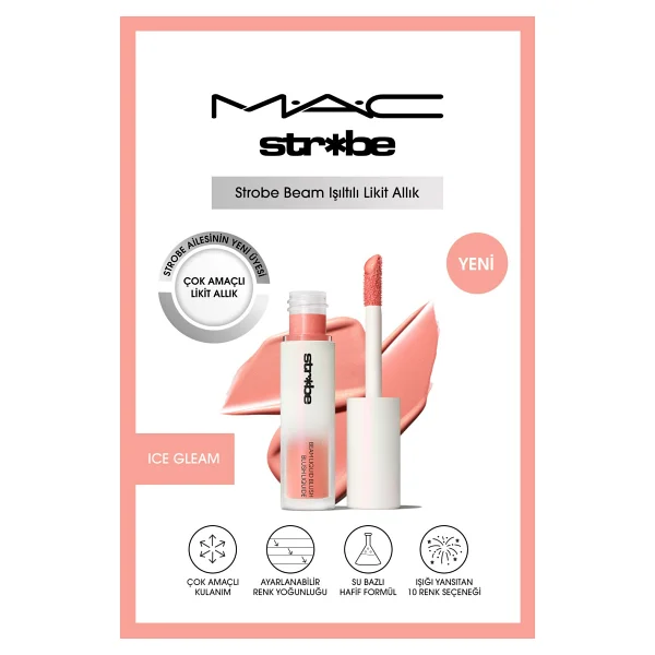 M.A.C Strobe Beam Işıltılı Likit Allık - Görsel 5