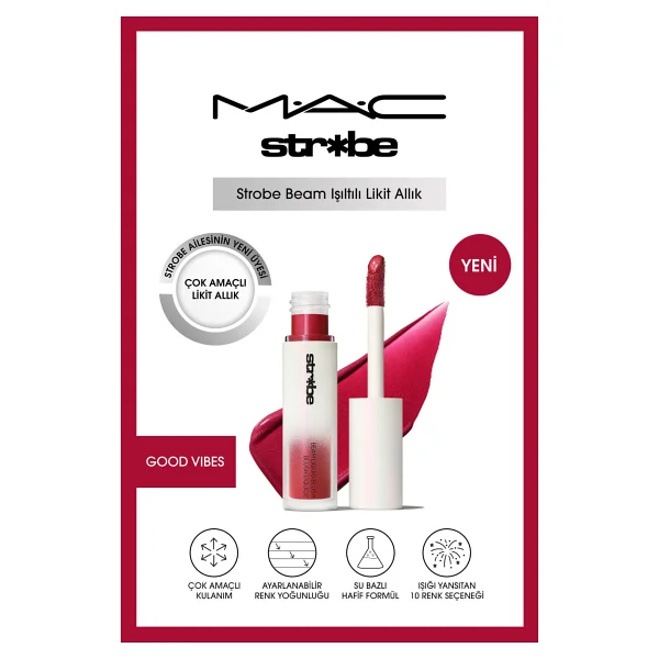 M.A.C Strobe Beam Işıltılı Likit Allık - Görsel 9