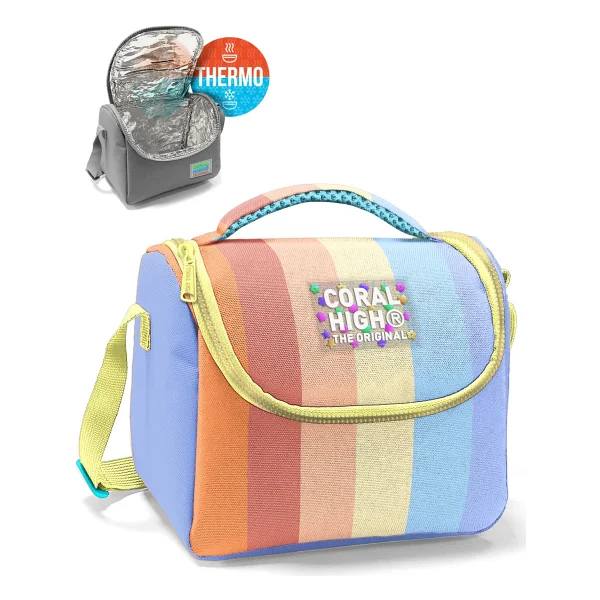Coral High 22780 Renkli Çizgili Termoslu Beslenme Çantası - Görsel 2