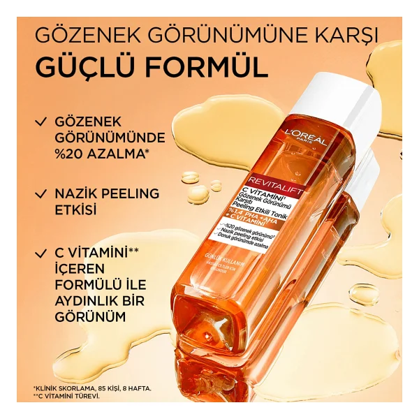 L'Oreal Paris Revitalift C Vitamini Gözenek Görünümü Karşıtı 180 ml Peeling Etkili Tonik - Görsel 8
