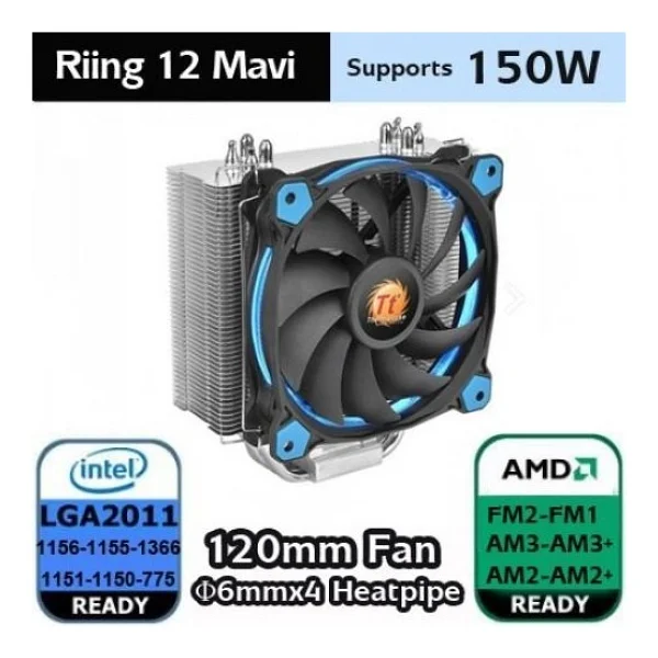 Thermaltake Riing Silent Mavi CL-P022-AL12BU-A İşlemci Soğutucu - Görsel 6