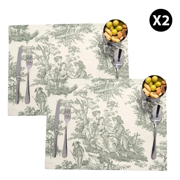 Yeşil Pastoral Desenli Dikdörtgen Amerikan Servis 2'li - 33 x 45 cm - Görsel 5