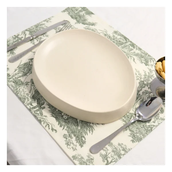 Yeşil Pastoral Desenli Dikdörtgen Amerikan Servis 2'li - 33 x 45 cm - Görsel 4