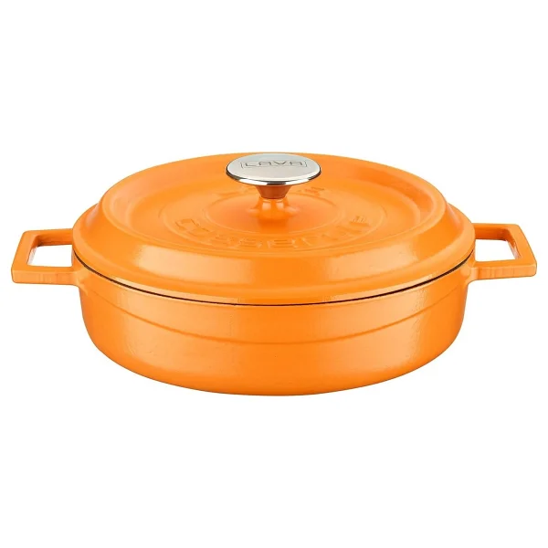Lava Spring Turuncu 24 cm Çok Amaçlı Yayvan Döküm Tencere - Görsel 3