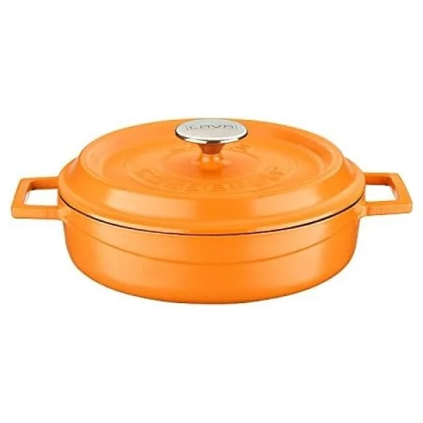 Lava Spring Turuncu 24 cm Çok Amaçlı Yayvan Döküm Tencere - Görsel 2