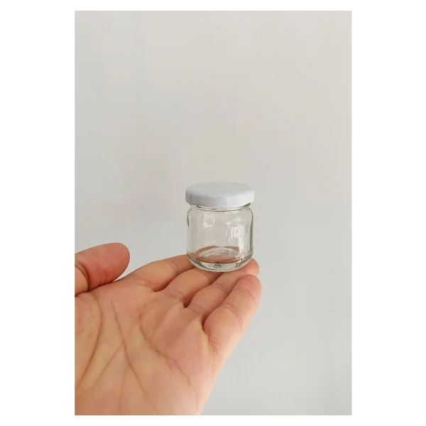 Afracam 40 ml Metal Beyaz Kapaklı 40 Cc Şeffaf Numune Cam Kavanoz Küçük 6 Adet - Görsel 2