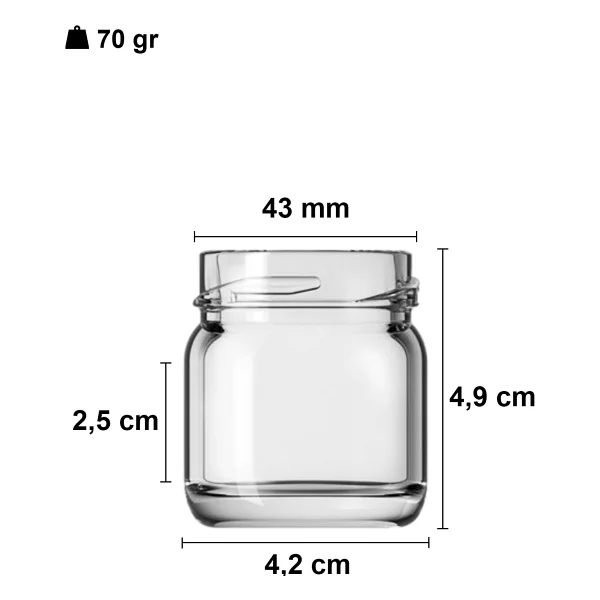 Afracam 40 ml Metal Beyaz Kapaklı 40 Cc Şeffaf Numune Cam Kavanoz Küçük 6 Adet - Görsel 3