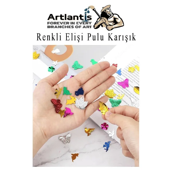 Elişi Pulu Karışık Şekilli 1000 Li 1 Paket Renkli Şekilli Pul Yanardöner Payet Pırıltılı Süs Okul Öncesi Kreş Ana Sınıfı - Görsel 2
