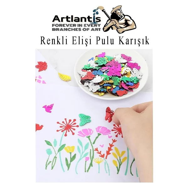 Elişi Pulu Karışık Şekilli 1000 Li 1 Paket Renkli Şekilli Pul Yanardöner Payet Pırıltılı Süs Okul Öncesi Kreş Ana Sınıfı - Görsel 3