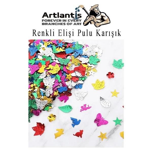 Elişi Pulu Karışık Şekilli 1000 Li 1 Paket Renkli Şekilli Pul Yanardöner Payet Pırıltılı Süs Okul Öncesi Kreş Ana Sınıfı - Görsel 4