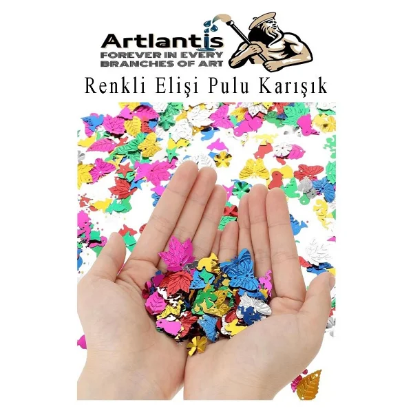 Elişi Pulu Karışık Şekilli 1000 Li 1 Paket Renkli Şekilli Pul Yanardöner Payet Pırıltılı Süs Okul Öncesi Kreş Ana Sınıfı - Görsel 5