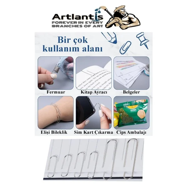 Metal Ataş No 3 28Mm 100 Lü 1 Paket Nikel Kaplama Metal Ataç Dayanıklı Paslanmaz 20 Sayfa Kapasiteli Ofis Okul Büro - Görsel 5