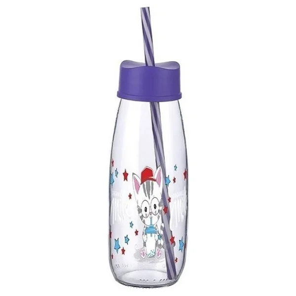 OZCMAX Hayvan Figürlü Pipetli Su Ve Süt Şişesi Cam 500 Ml - Görsel 2