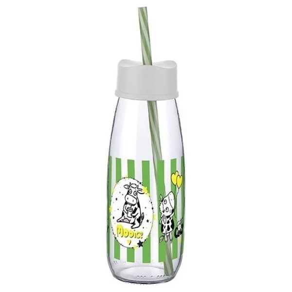 OZCMAX Hayvan Figürlü Pipetli Su Ve Süt Şişesi Cam 500 Ml - Görsel 3