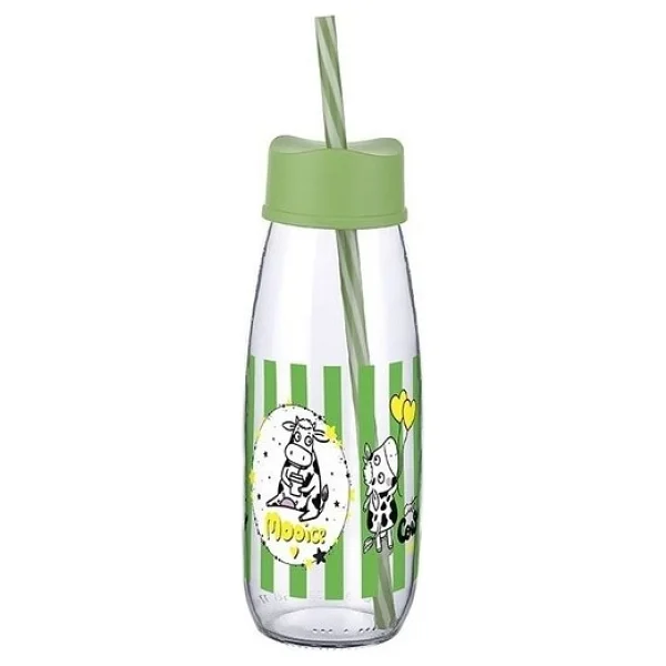 OZCMAX Hayvan Figürlü Pipetli Su Ve Süt Şişesi Cam 500 Ml - Görsel 4