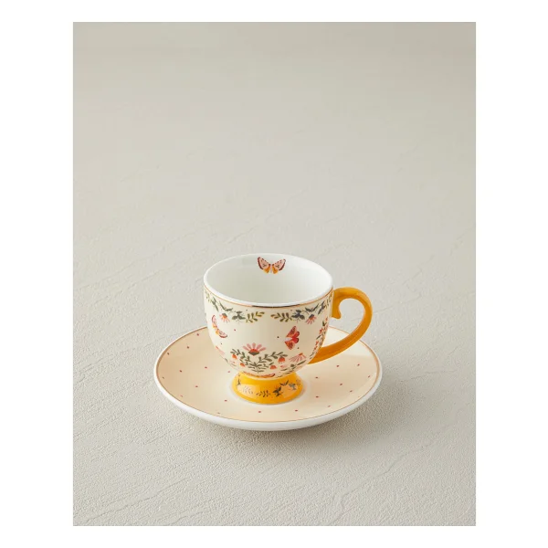 English Home Dipsy New Bone China 4 Parça 2 Kişilik Kahve Fincan Takımı 100 ml Hardal - Görsel 3