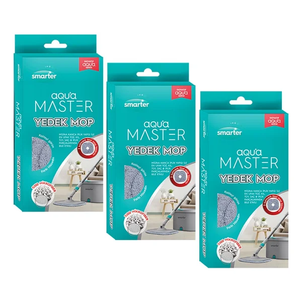 Smarter Aqua Master 3 Adet Yedek Mop Temiz & Kirli Suyu Ayırma Özelliği Otomatik Temizlik Seti Mop - Görsel 4