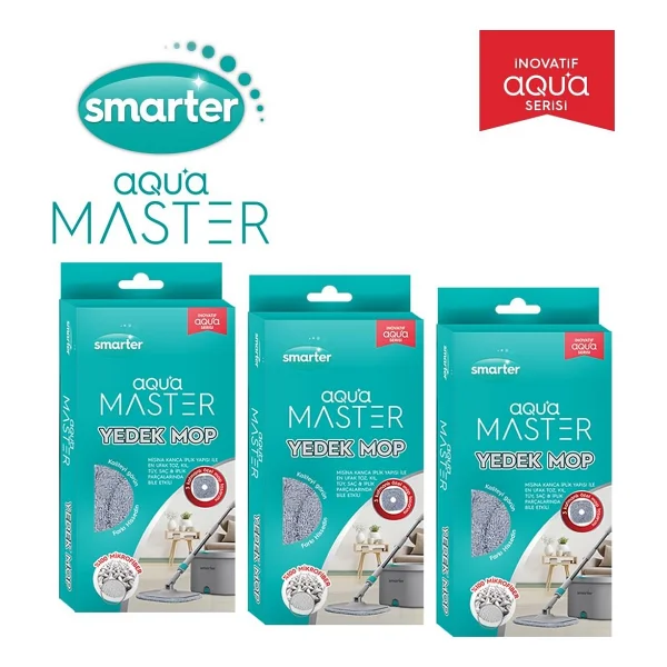 Smarter Aqua Master 3 Adet Yedek Mop Temiz & Kirli Suyu Ayırma Özelliği Otomatik Temizlik Seti Mop - Görsel 3