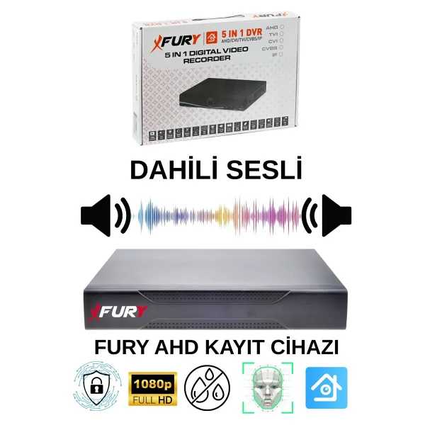 Fury 3 Lü Sesli Gece Renkli Görüş Güvenlik Kamerası Su Geçirmez Güvenlik Kamerası Seti 500GB - Görsel 3