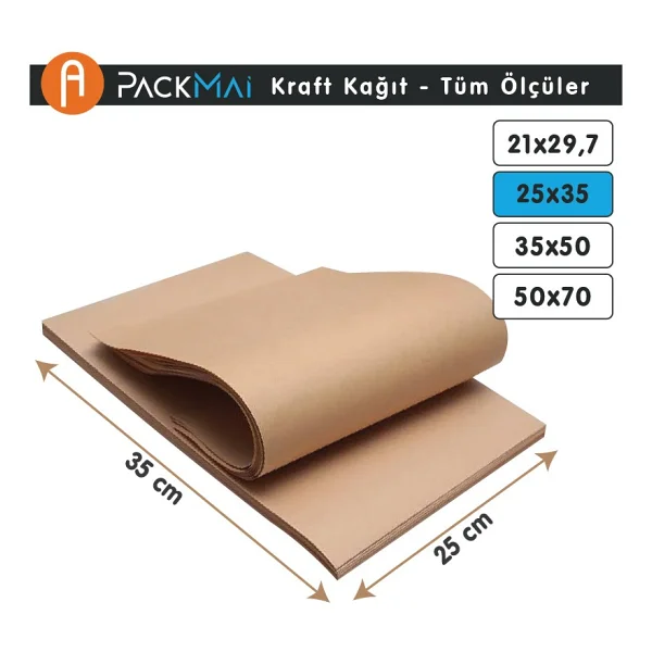 PackMai 25x35 Cm Kraft Kağıt (100 Adet) Paketleme Ambalaj Kağıdı Doğal-dayanıklı Ve Çok Amaçlı - Görsel 2