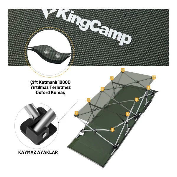 King Camp Kingcamp Willow Ultra Katlanır Kampet Portatif Kamp Yatağı Green - Yeşil - Görsel 3