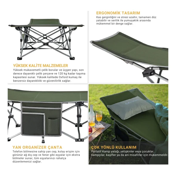 King Camp Kingcamp Willow Ultra Katlanır Kampet Portatif Kamp Yatağı Green - Yeşil - Görsel 4