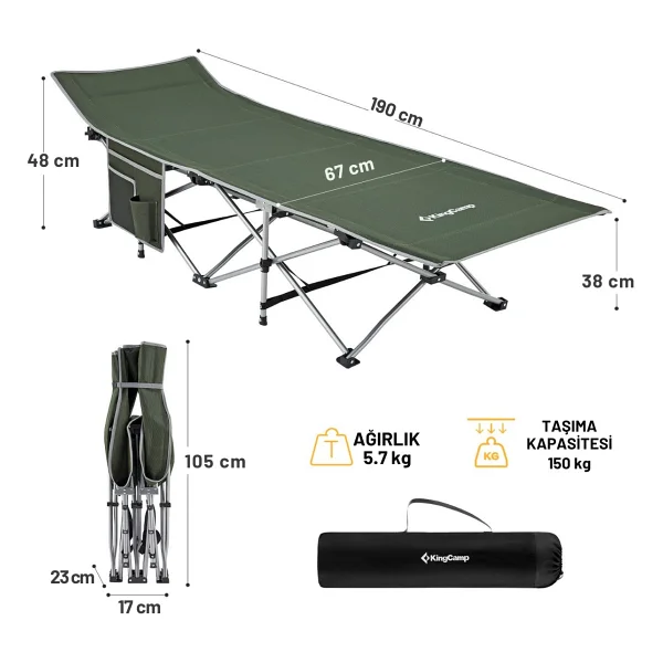 King Camp Kingcamp Willow Ultra Katlanır Kampet Portatif Kamp Yatağı Green - Yeşil - Görsel 5