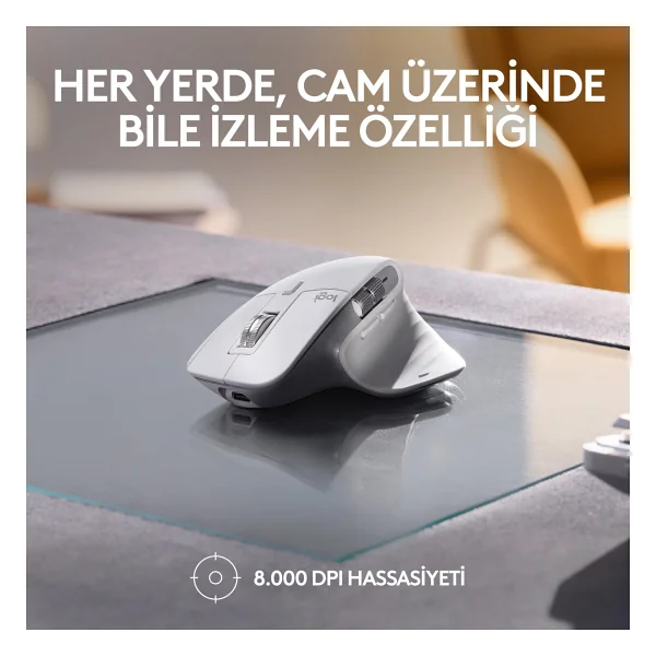 Logitech Mx Master 3S For Mac 910-006572 Beyaz Şarjlı Sessiz Lazer Kablosuz Mouse - Görsel 3