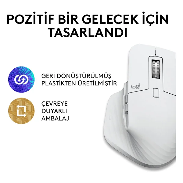 Logitech Mx Master 3S For Mac 910-006572 Beyaz Şarjlı Sessiz Lazer Kablosuz Mouse - Görsel 5