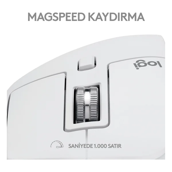 Logitech Mx Master 3S For Mac 910-006572 Beyaz Şarjlı Sessiz Lazer Kablosuz Mouse - Görsel 7