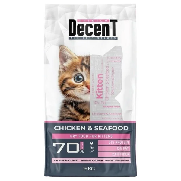 Decent Kitten Tavuklu ve Balıklı 15 kg Yavru Kedi Maması - Görsel 4