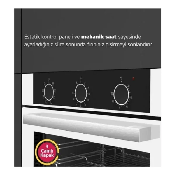 Simfer 8221 QS Pop-up Beyaz Cam Ankastre Fırın - Görsel 4