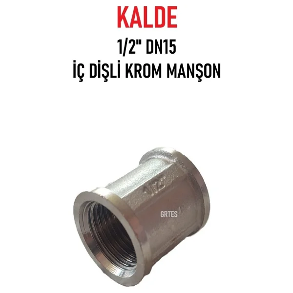 Kalde 1/2"DN15 Sarı/krom Manşon İç Dişli (Dişi) - Chrome Threaded Sleeve - Görsel 6
